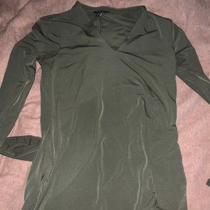 green v neck dress